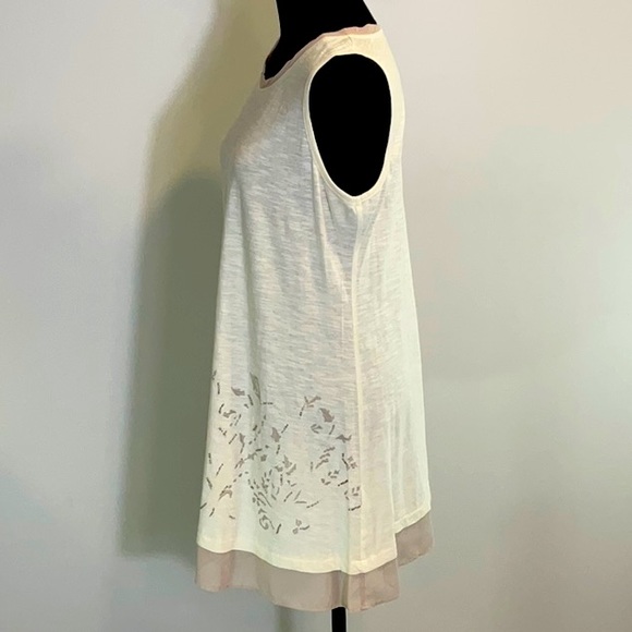 LOGO Embellished Slub Knit Tank with Chiffon NWOT - Picture 4 of 10